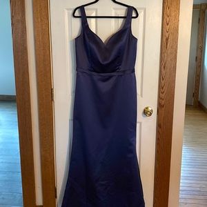 Midnight blue satin dress size 16w.  Never been worn or altered.